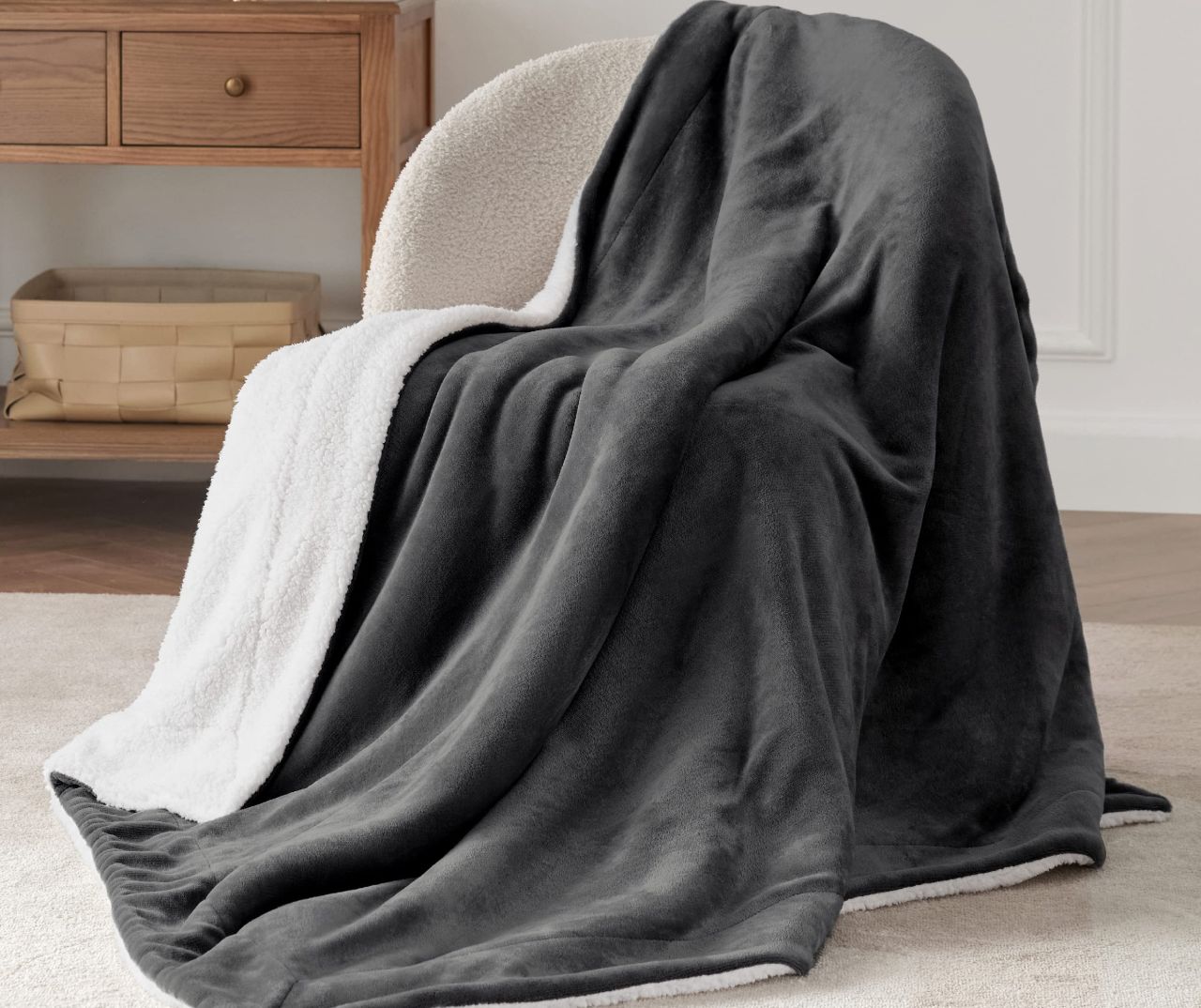 Bedsure GentleSoft Sherpa Fleece Throw Blanket