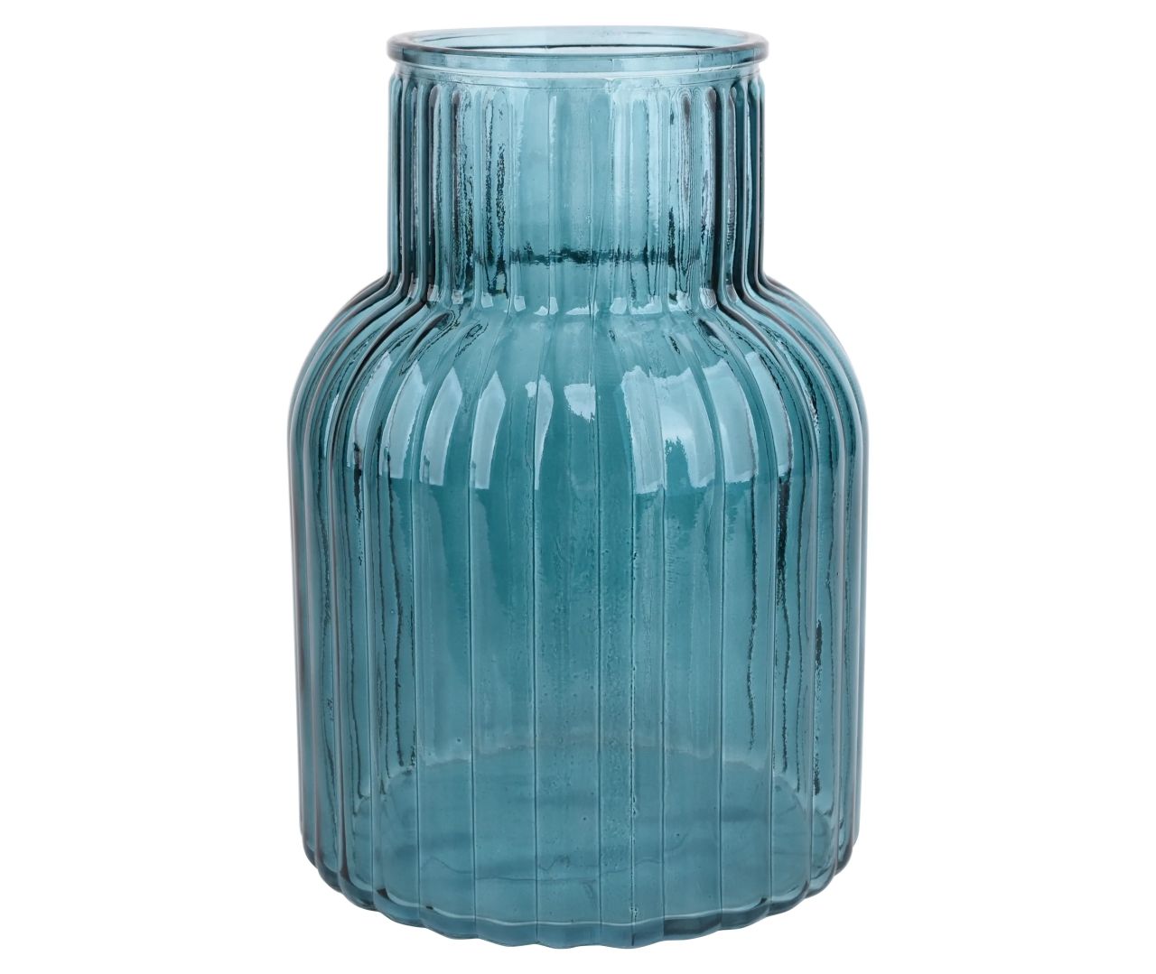 Blue Fluted Glass Tabletop Vase