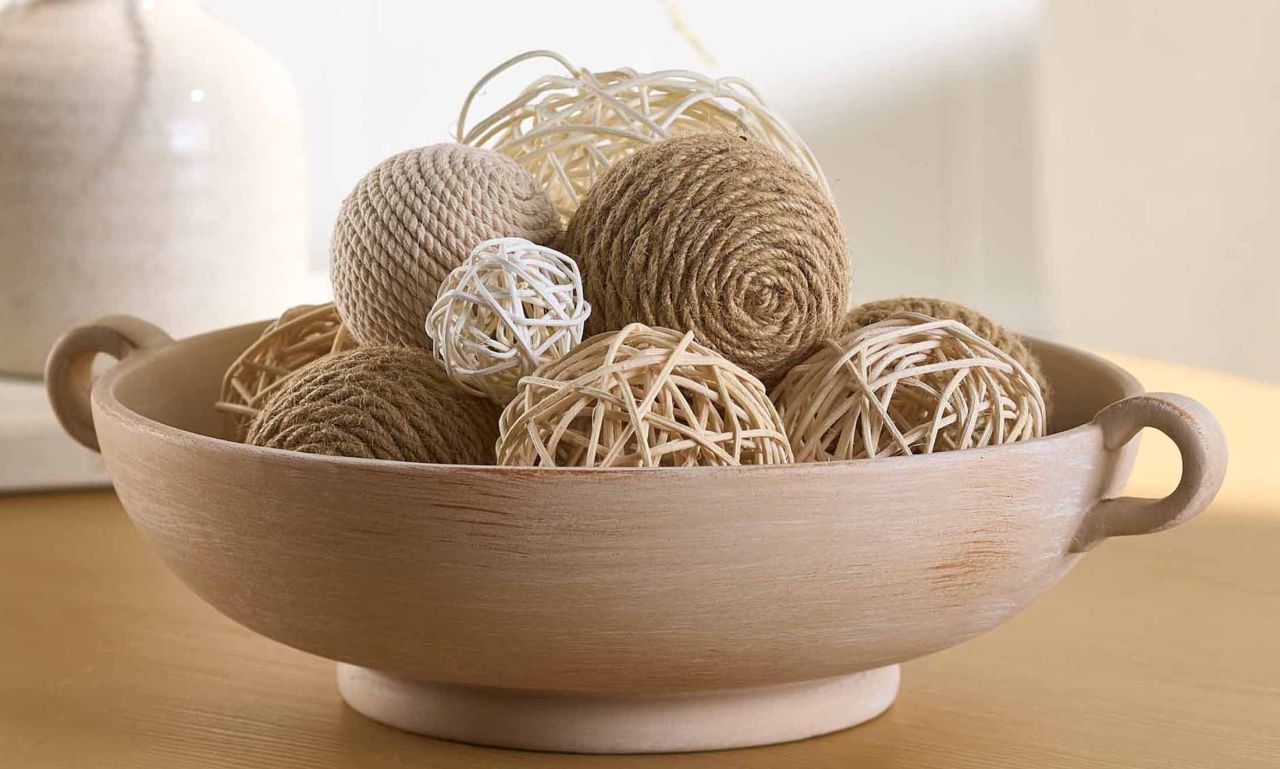 Ceramic Low Stone Distressed Bowl