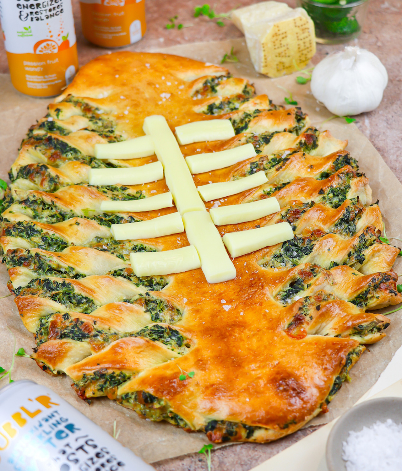 Cheesy Spinach Artichoke Football Appetizer