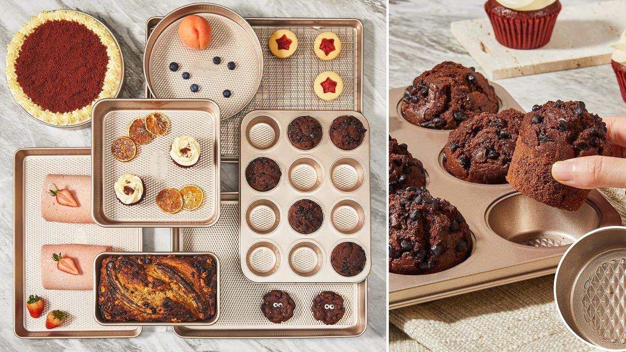 Grandma Hobby Gifts for Valentines Day - HONGBAKE 9-Piece Baking Pans Set