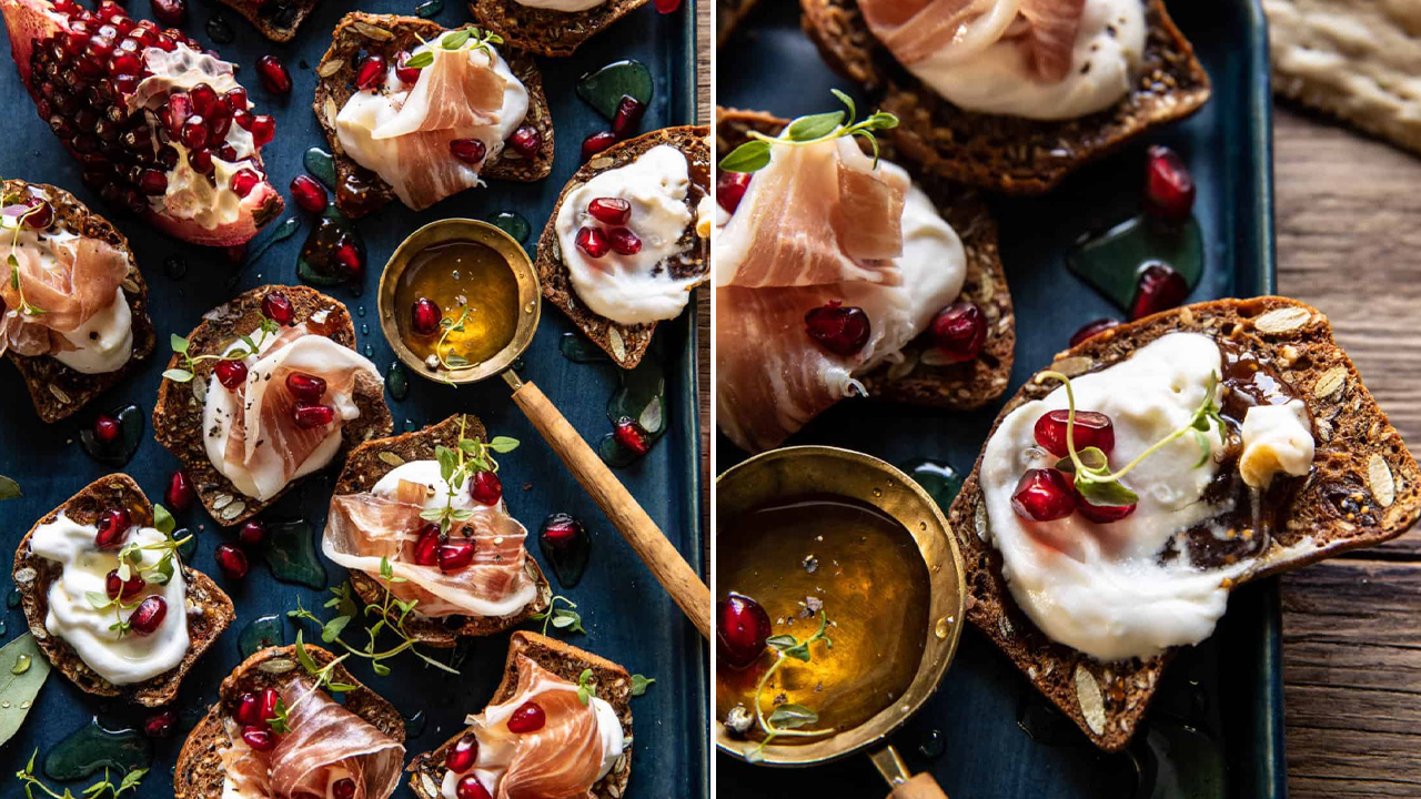 Honey Whipped Ricotta and Prosciutto Crackers