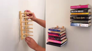 Instagram Creator Turns $6 Ikea Dish Racks Into Sleek, Floating Wall Bookshelves