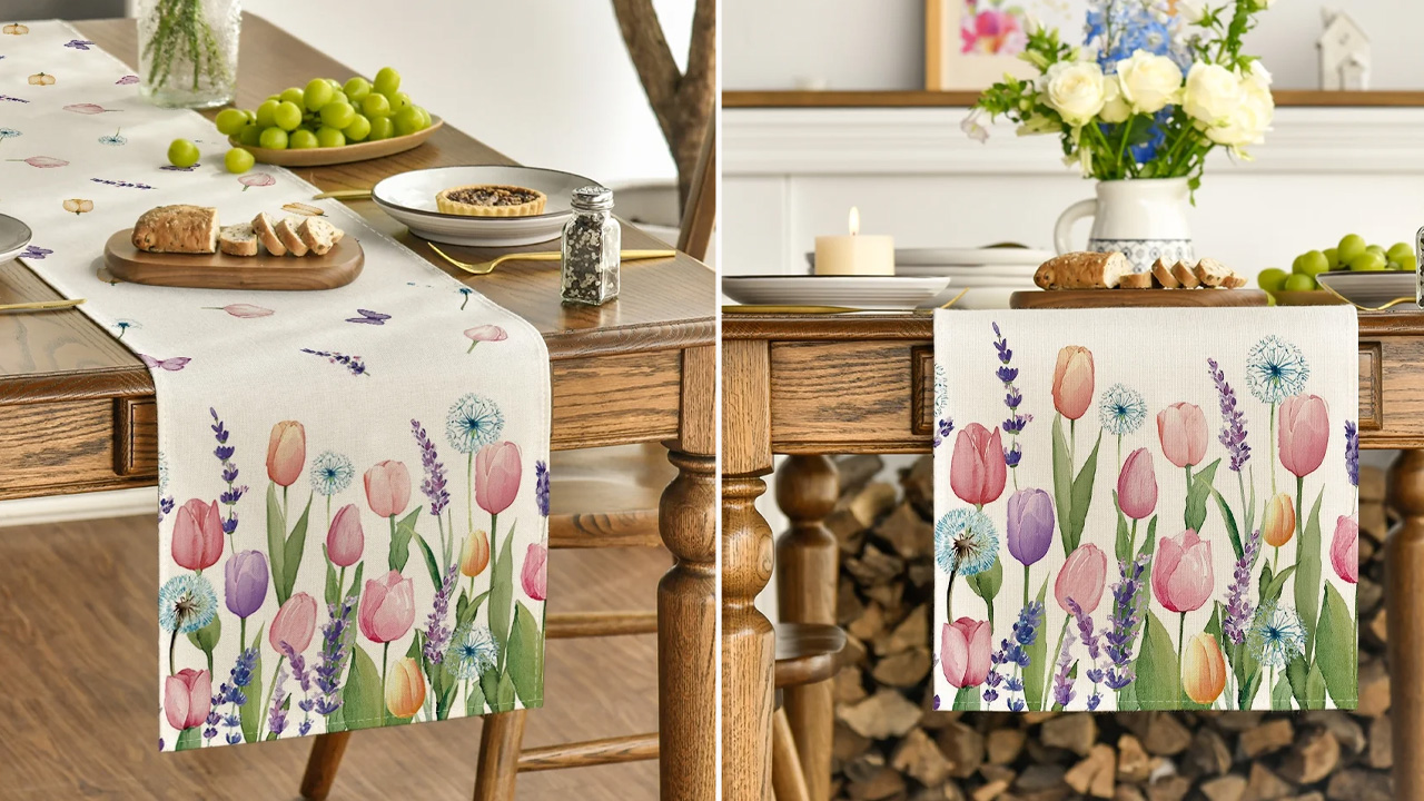 Lavender Tulip Floral Table Runner