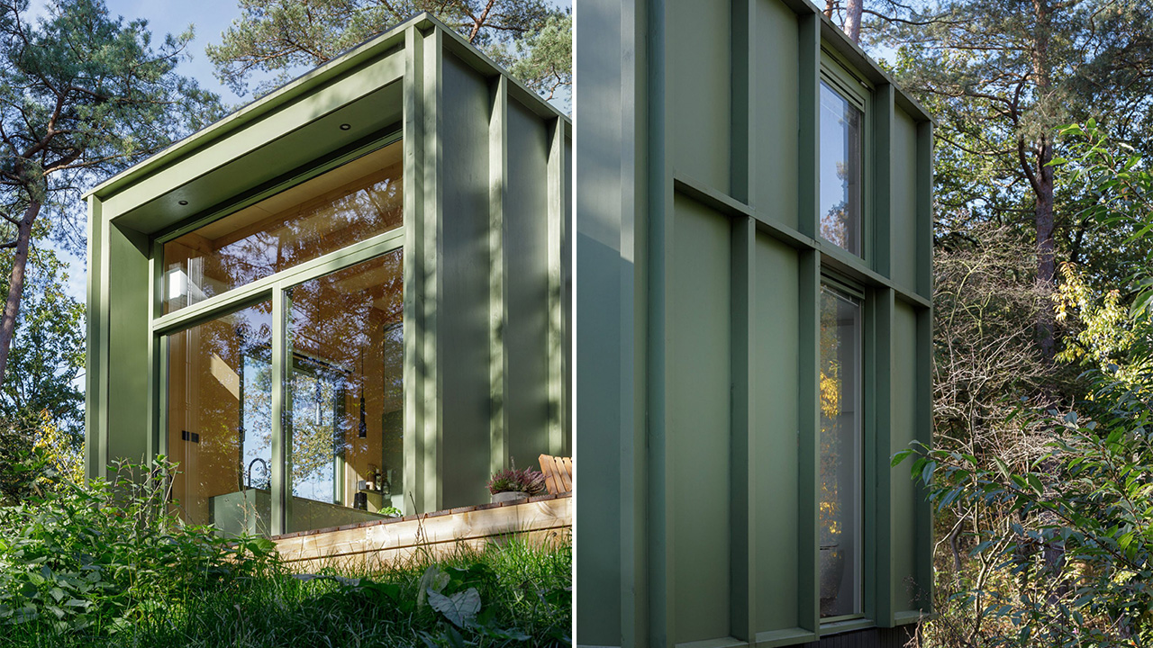 Lounge Lodge Minimalist Holiday Retreat in Netherlands Blends Into its Forest Environment