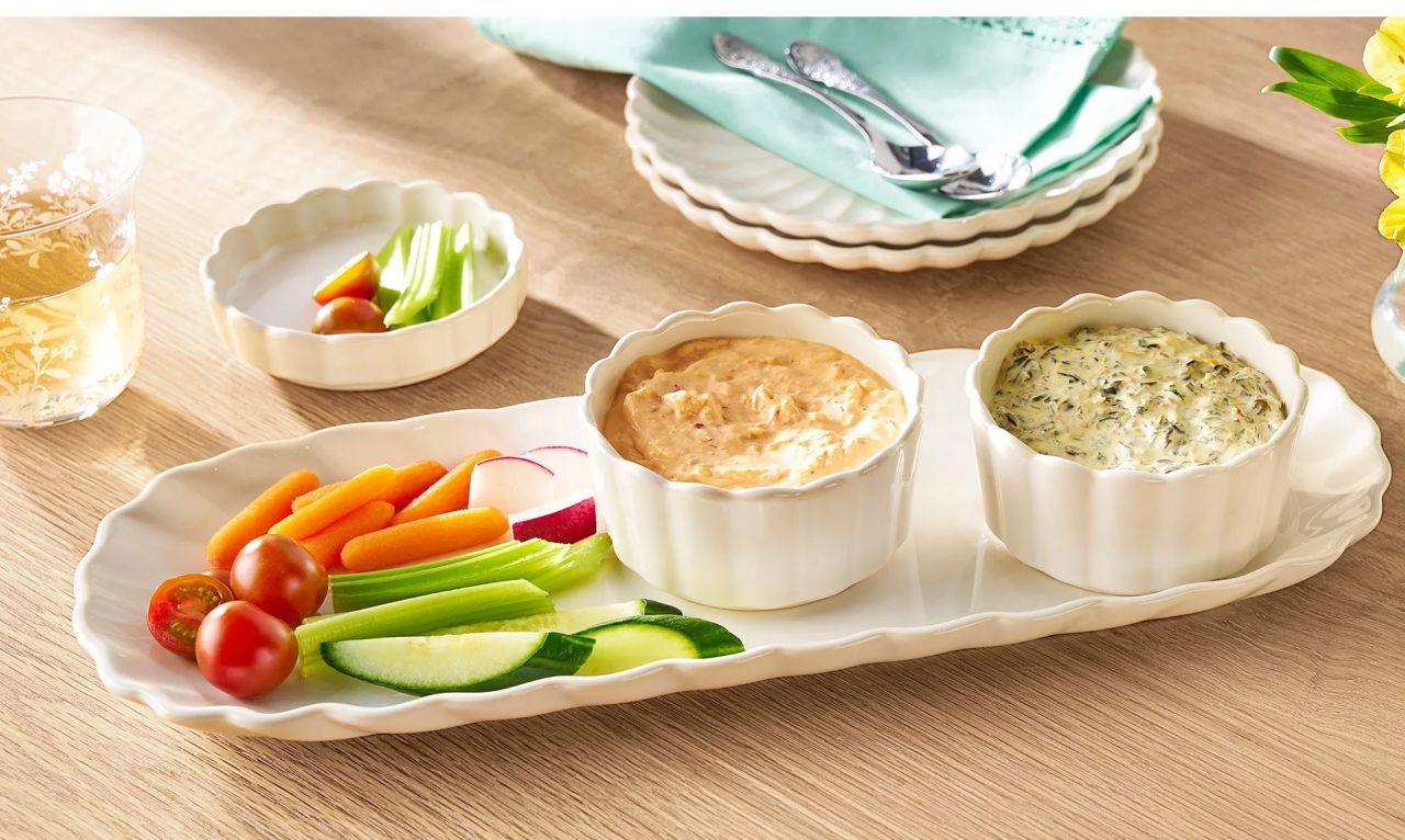 Stoneware Bowls with Lids & Tray