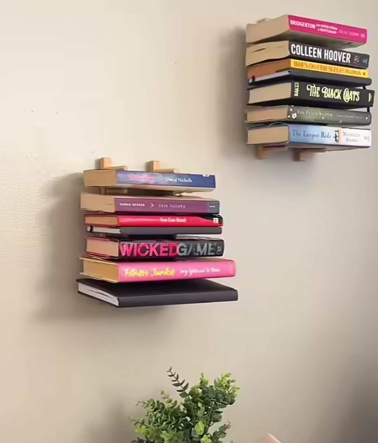 The organic charm of the wooden rack and books look like décor item