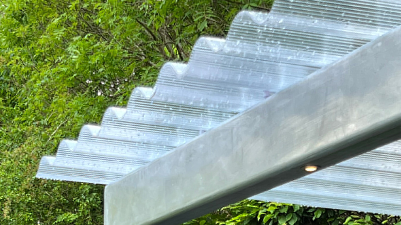 The translucent canopy supported with steel framework