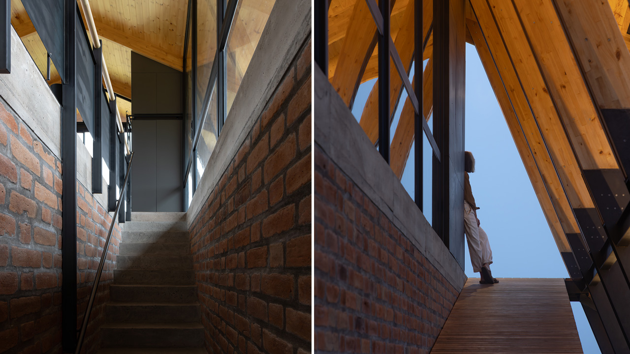 You can view the landscape from outside via the sheltered ramp