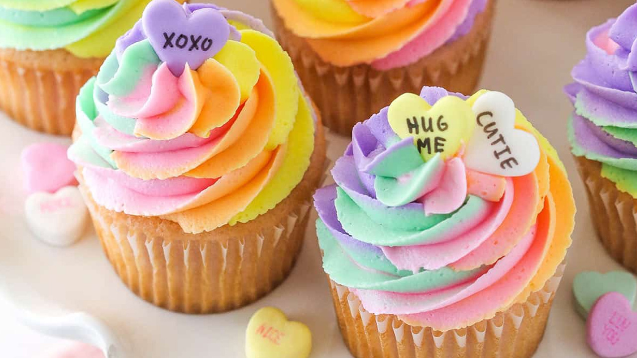 Conversation Heart Cupcakes