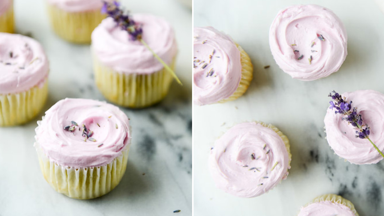 Lemon Cupcakes with Lavender Frosting