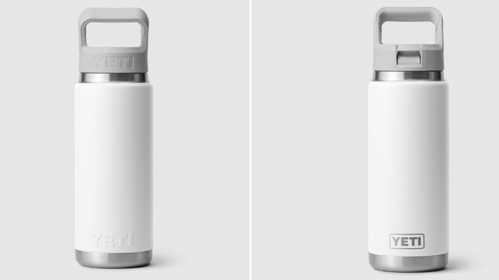 Yeti Rambler Water Bottle With White Color-Blocked Straw Cap in 18 and 26 Ounces Variant