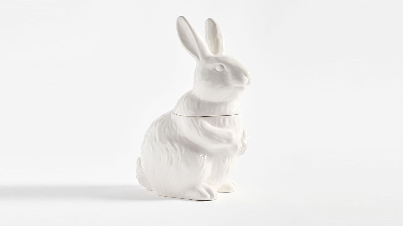 2026 Pottery Barn Easter decoration collection - Floral Bunny Stoneware Cookie Jar