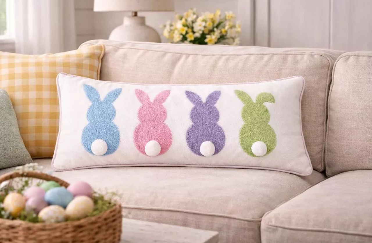 Accent Pillow With Easter Bunnies