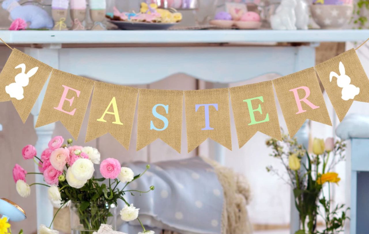 Colorful Easter Burlap Banner