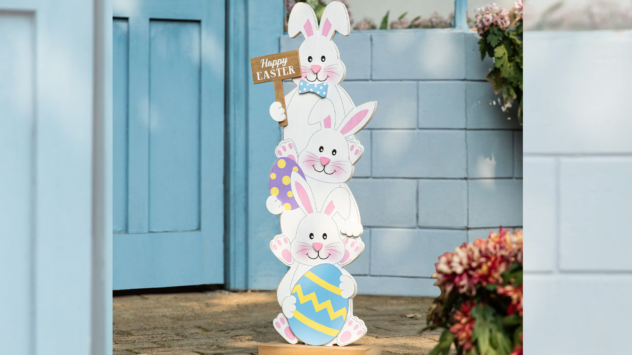 Easter Stacked Bunny Wooden Porch Décor