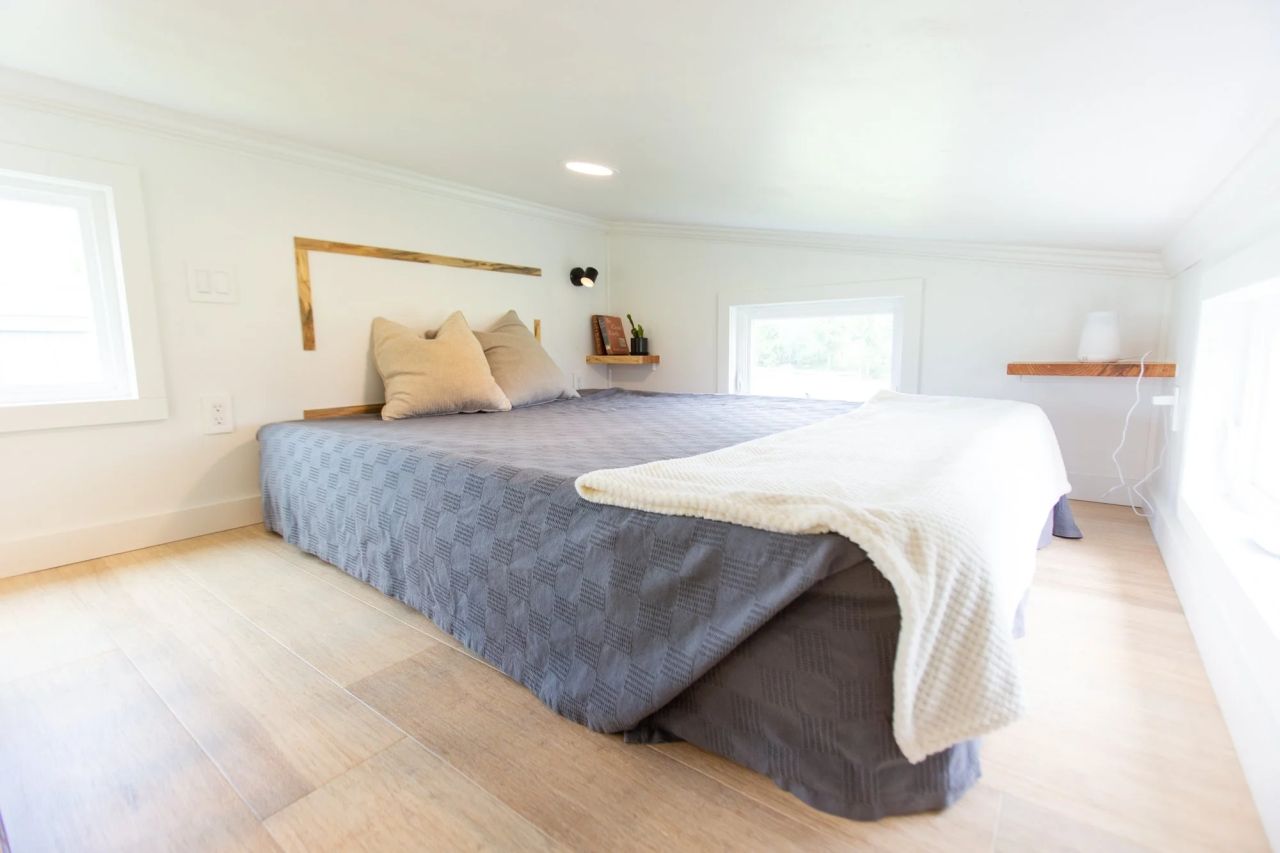 Bedroom of Elderberry tiny home on wheels