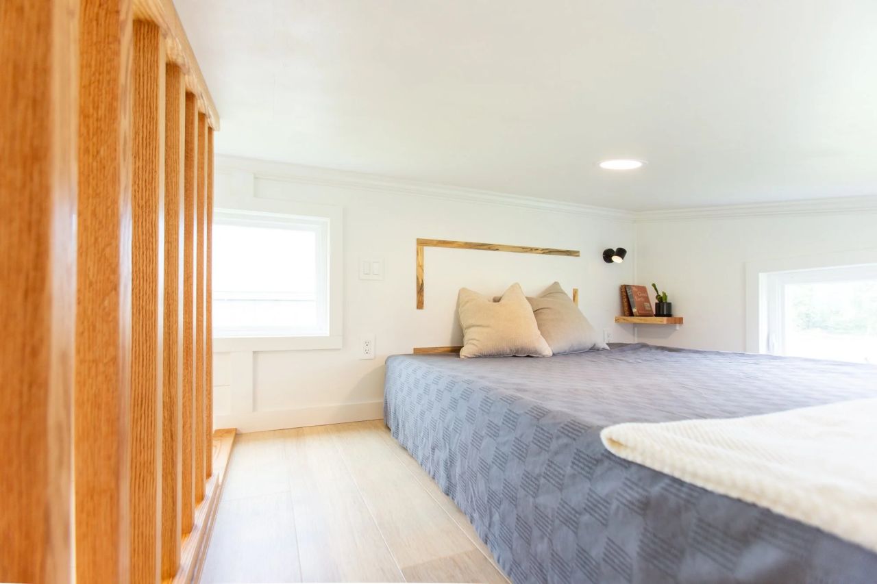 Bedroom of Elderberry tiny home on wheels