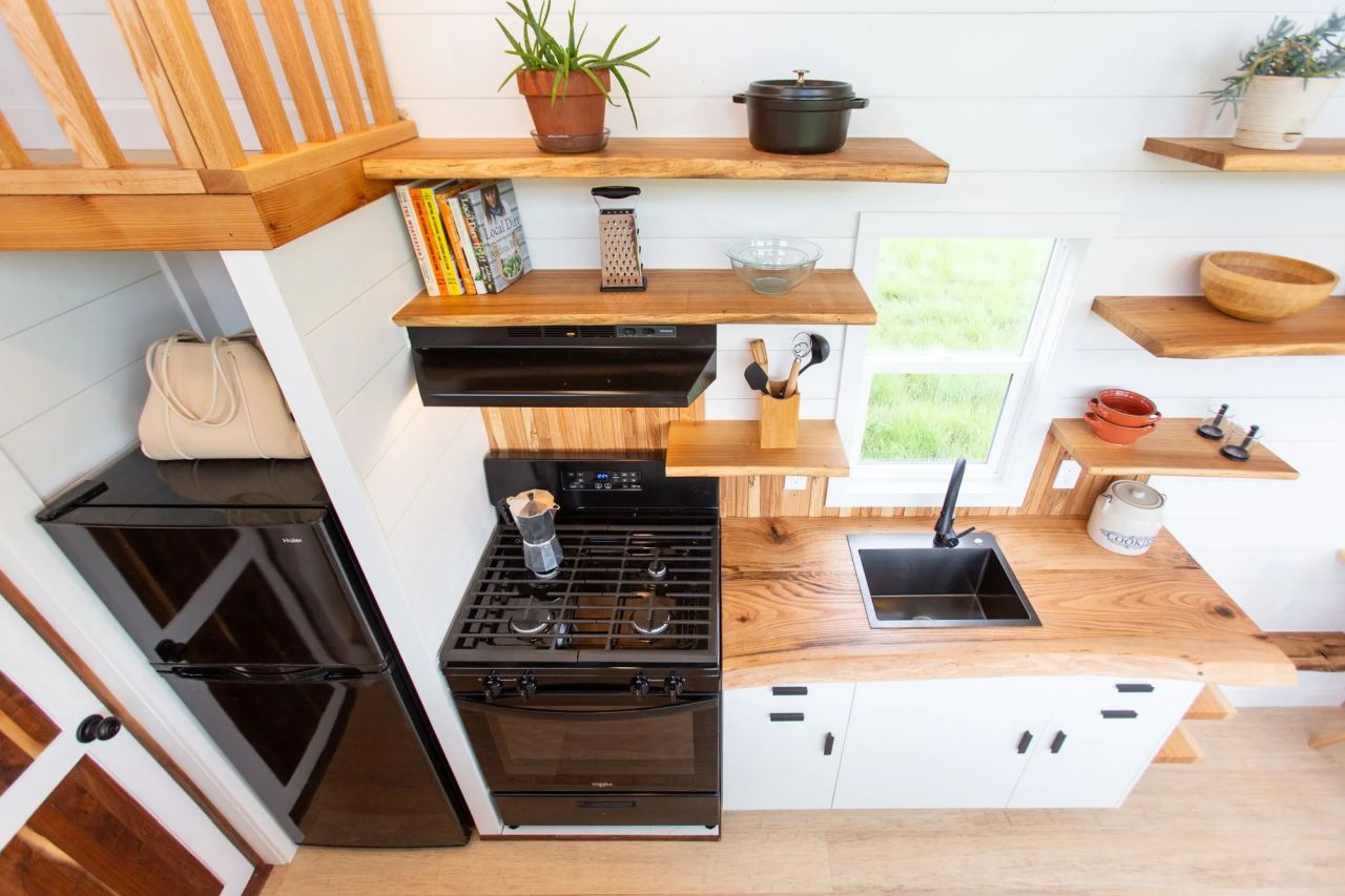 Kitchen of Elderberry tiny home on wheels