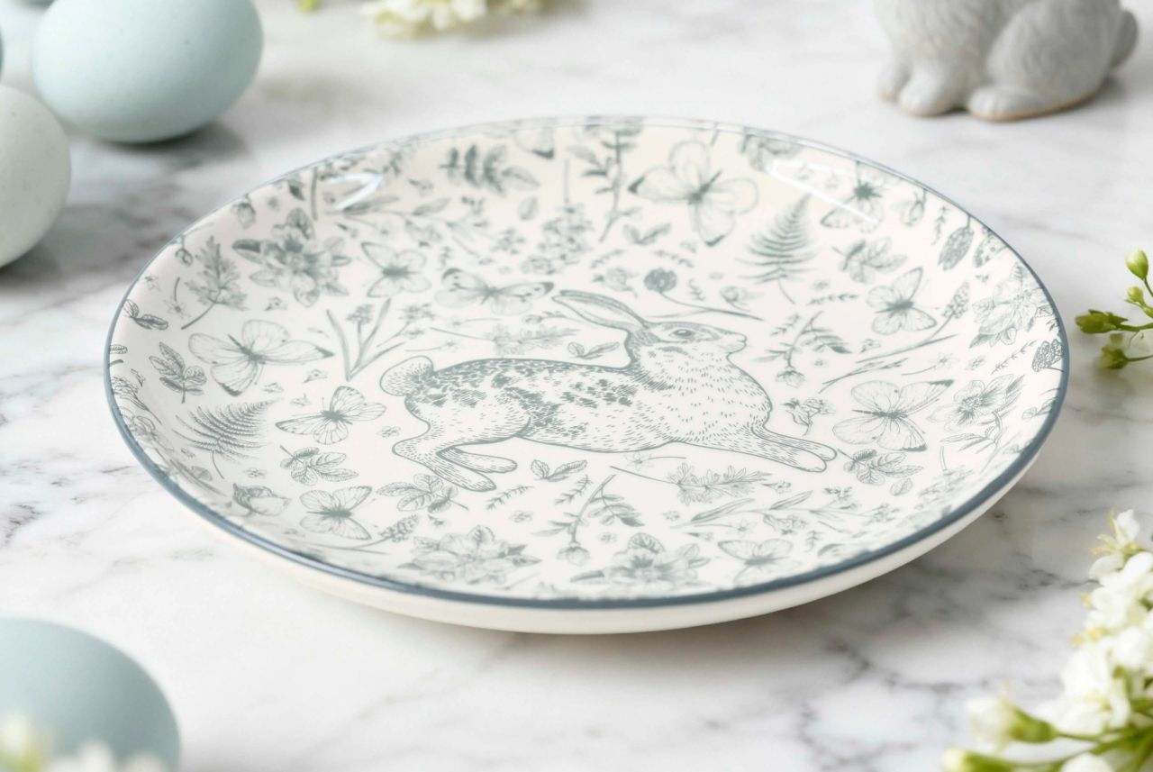 Green Bunny Ceramic Plate