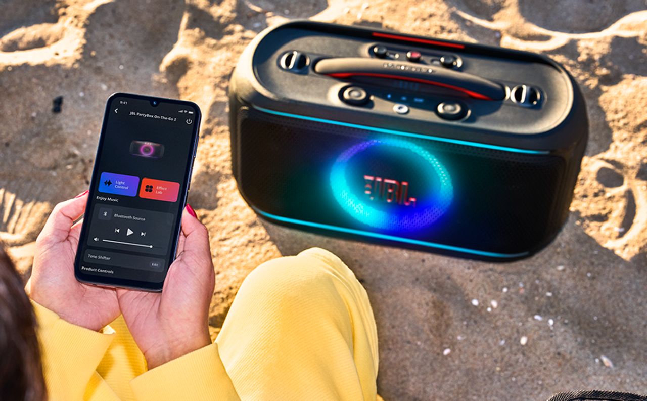 JBL PartyBox On‑The‑Go 2 Plus Speaker Uses EasySing Wireless Mic With AI Vocal Removal for Easy Karaoke