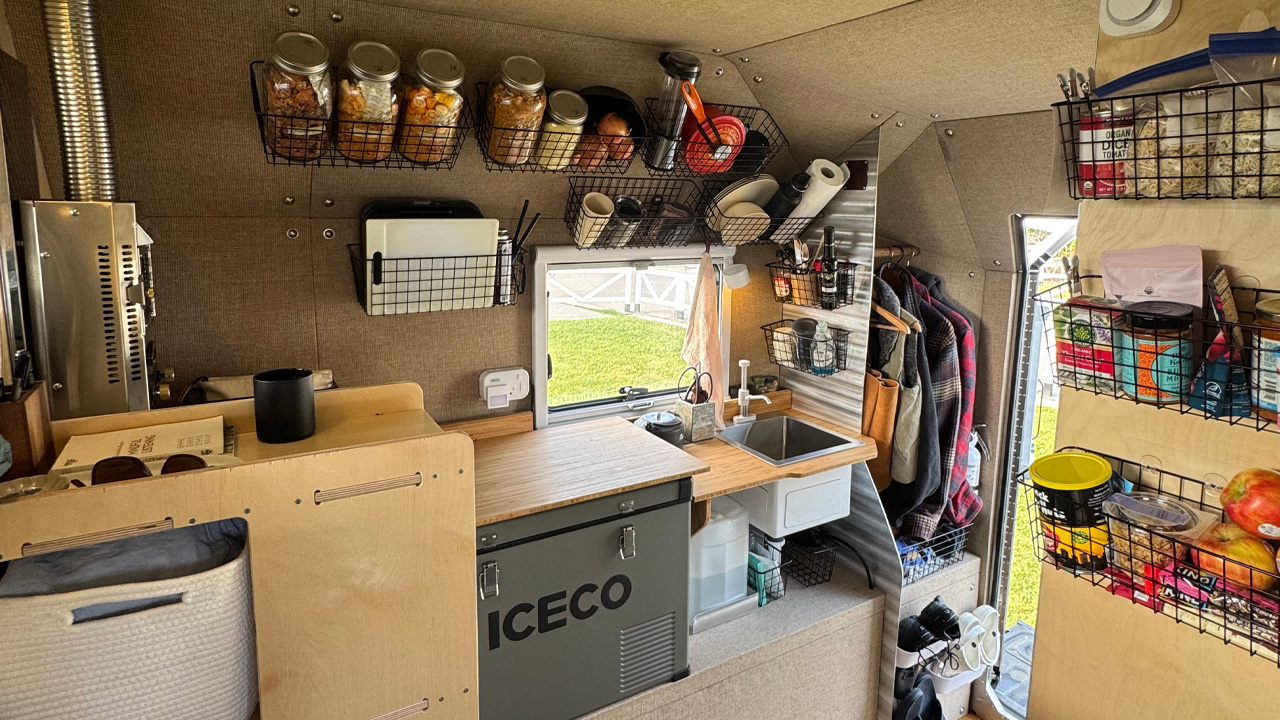 Kimbo 8 Aluminum Truck Camper- kitchen area