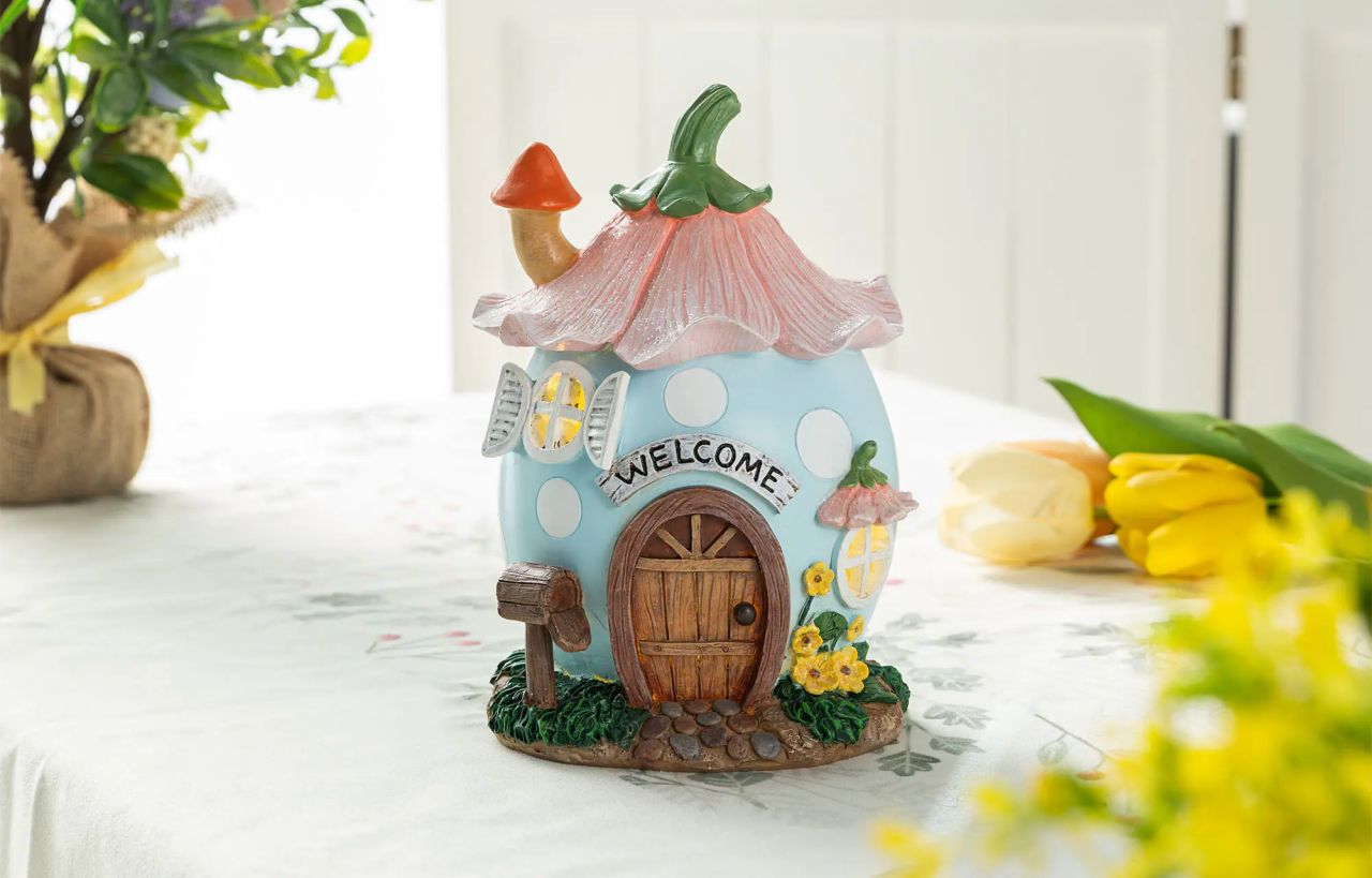 Lighted Easter Resin Egg-Shaped House