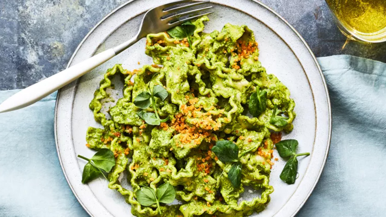 Mafaldine with Pea Shoot-Meyer Lemon Pesto