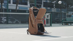 Nisplay Y1 Tennis Ball Machine is Built Into a Backpack Nisplay Y1 tennis ball machine