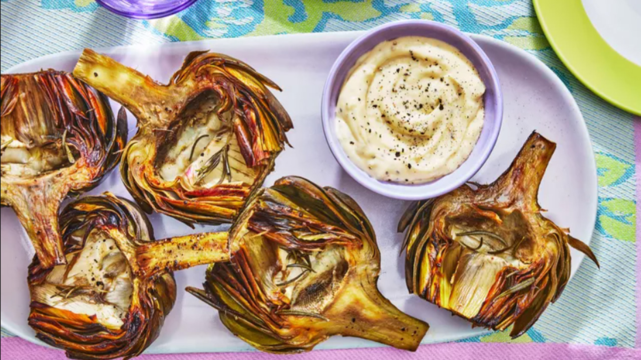Roasted Artichokes With Creamy Garlic Dipping Sauce