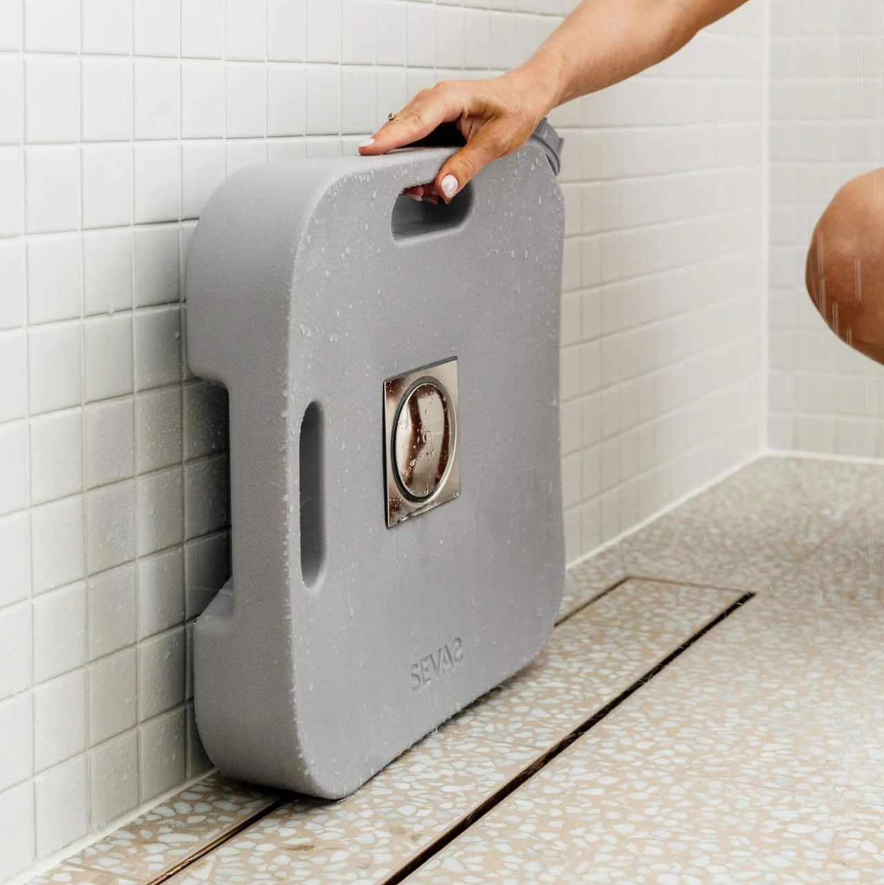 SEVAS Shower Water Catcher is Space-Saving and Convenient Alternative to Buckets