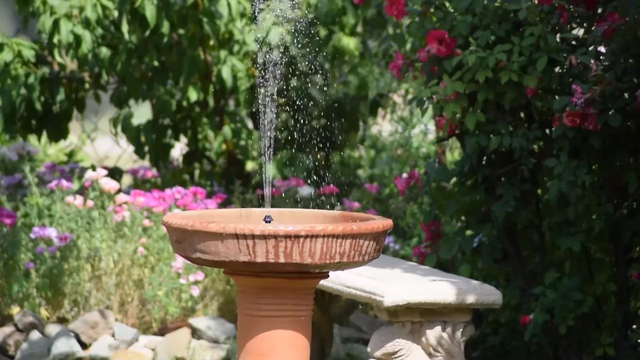 Solar Birdbath Fountain Pump with 3000mAh Battery