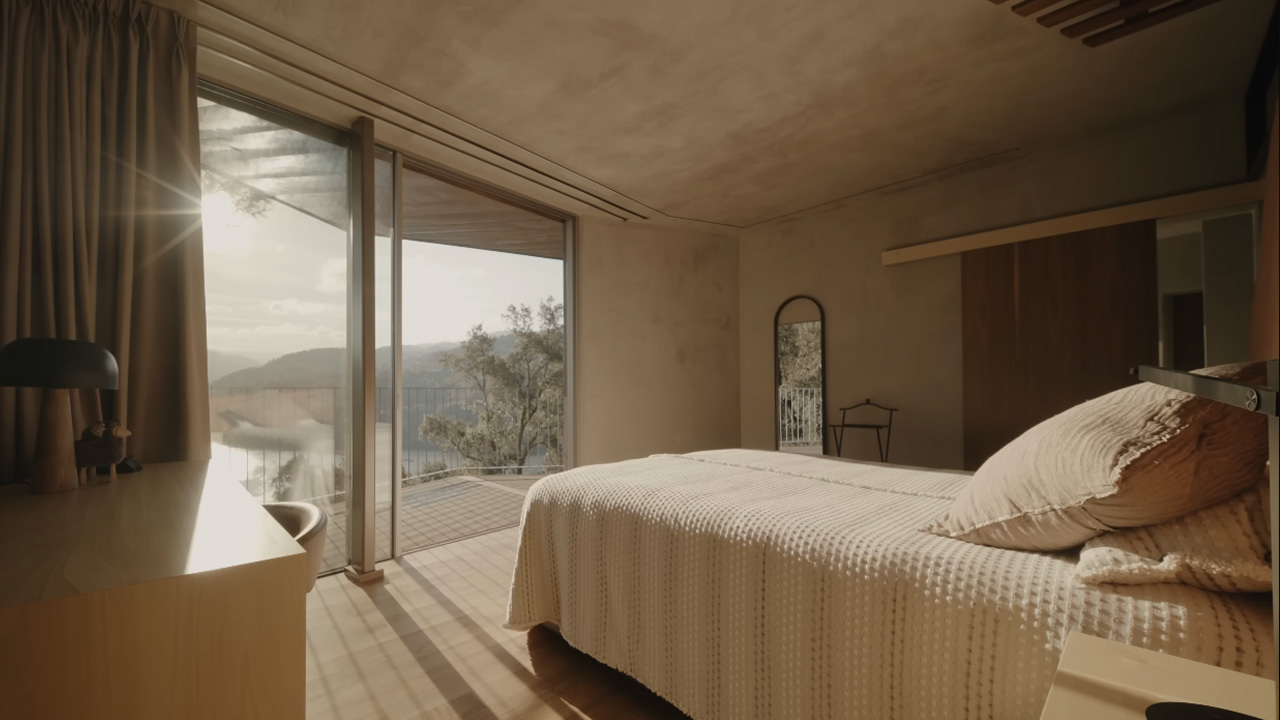 The bedroom has abundance of light creating a cozy atmosphere