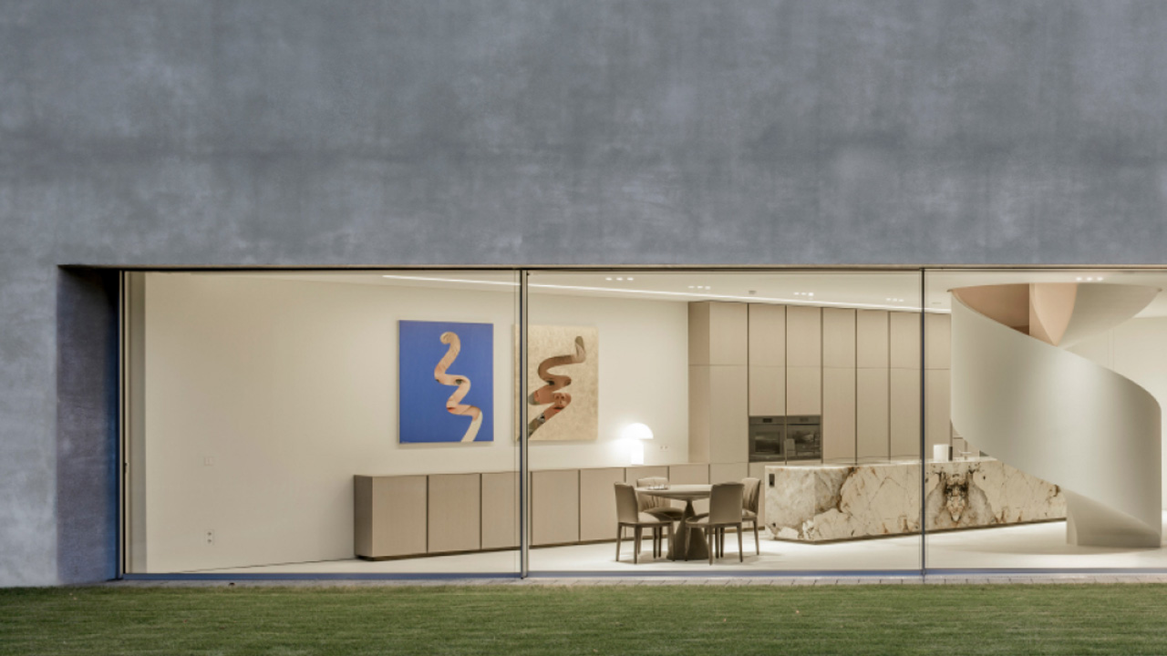 The dining area is merged with the minimalistic kitchen
