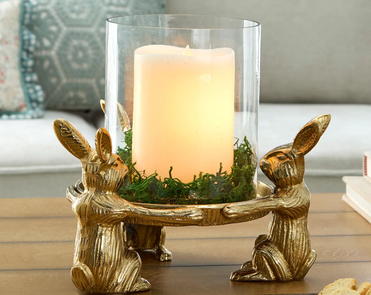 Three Bunny Pillar Candle Holder