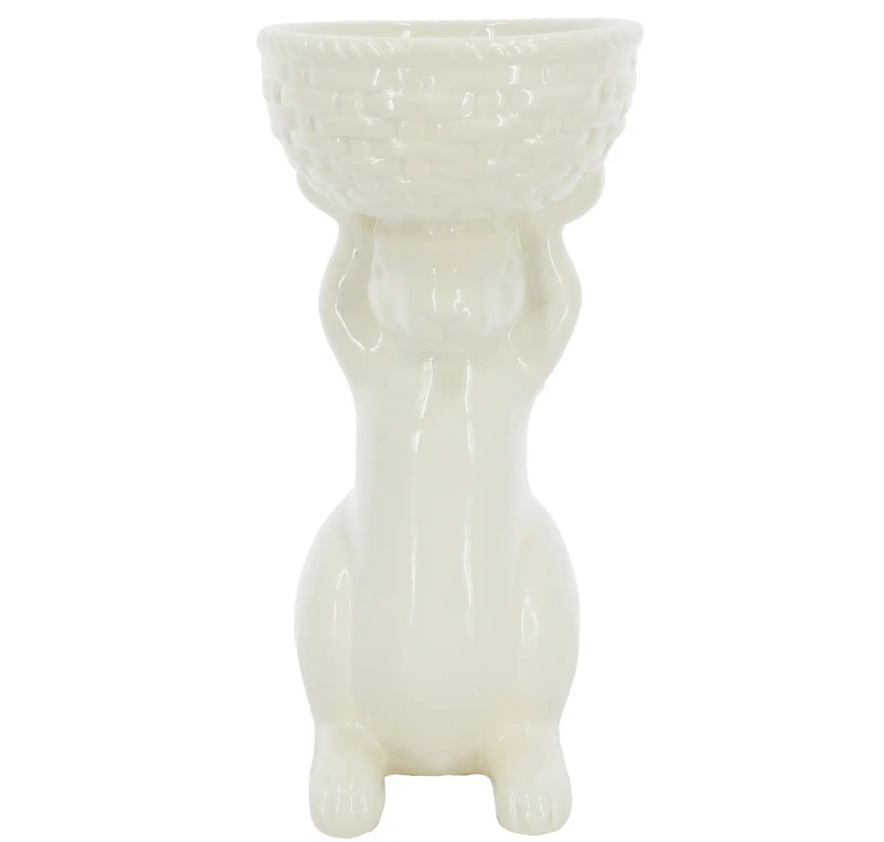 White Bunny with Basket Ceramic Container
