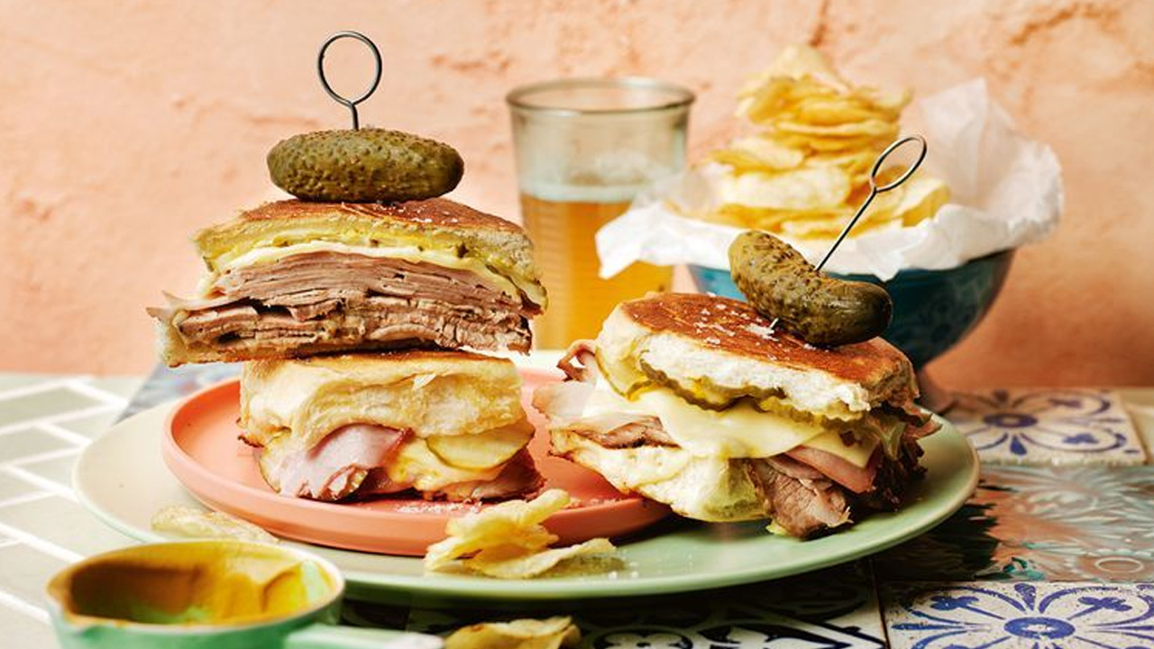 Cubano sandwich with spiced pork neck