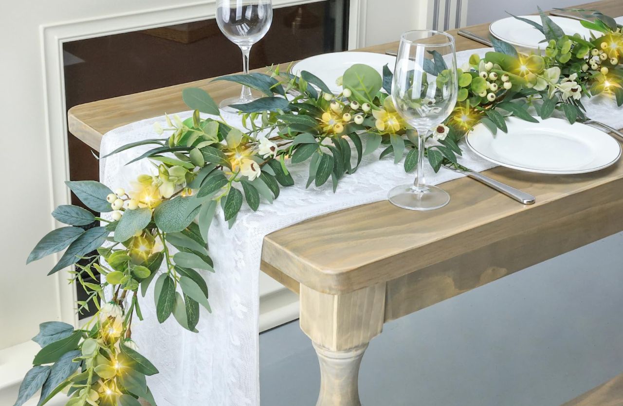 Artgar Eucalyptus Garland With Lights