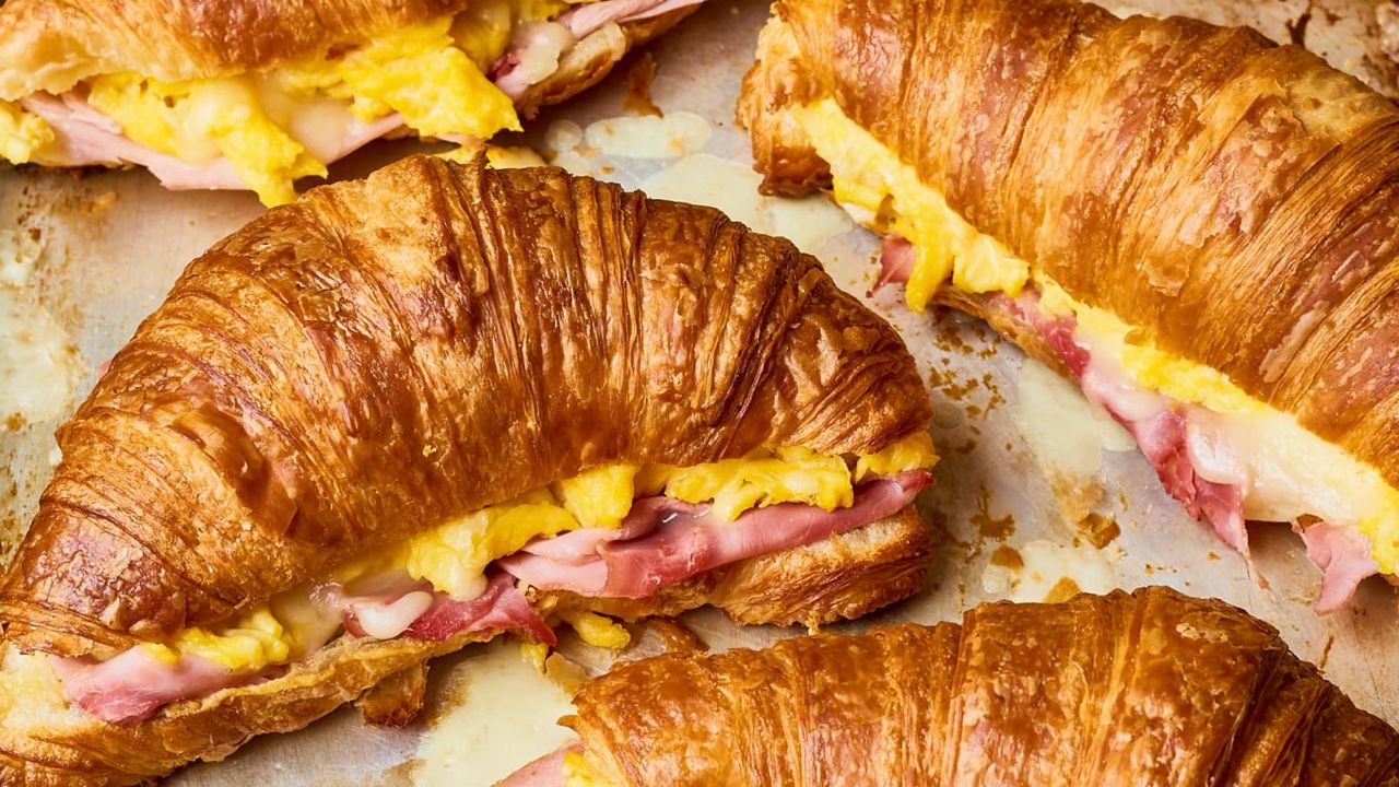 Best Easter Leftover Recipes - Ham Croissant Breakfast Sandwiches
