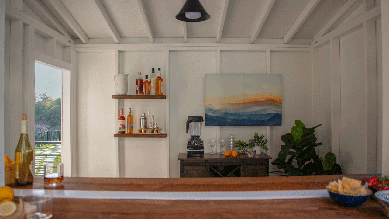 Costco Yardline Solara Pop-Up Bar Shed - customize interiors