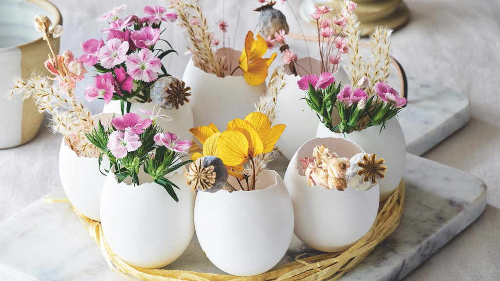 Floral Easter Egg Centerpiece Hatched From Nature