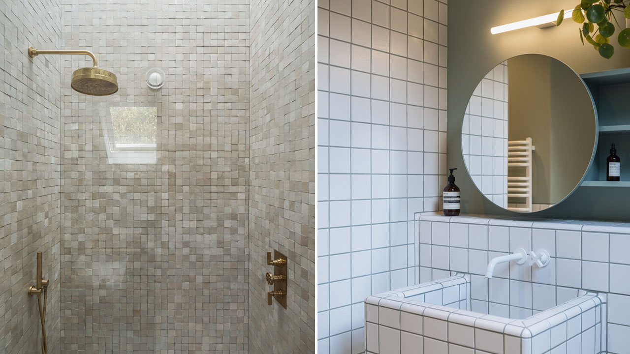 The gorgeous tile work in the bathroom zones