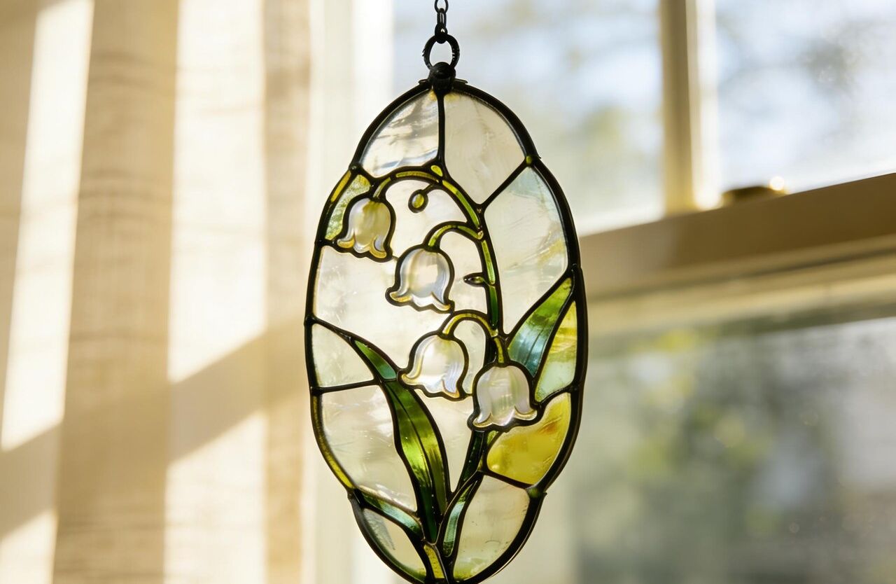 Handmade Lily of the Valley Stained Glass Suncatcher