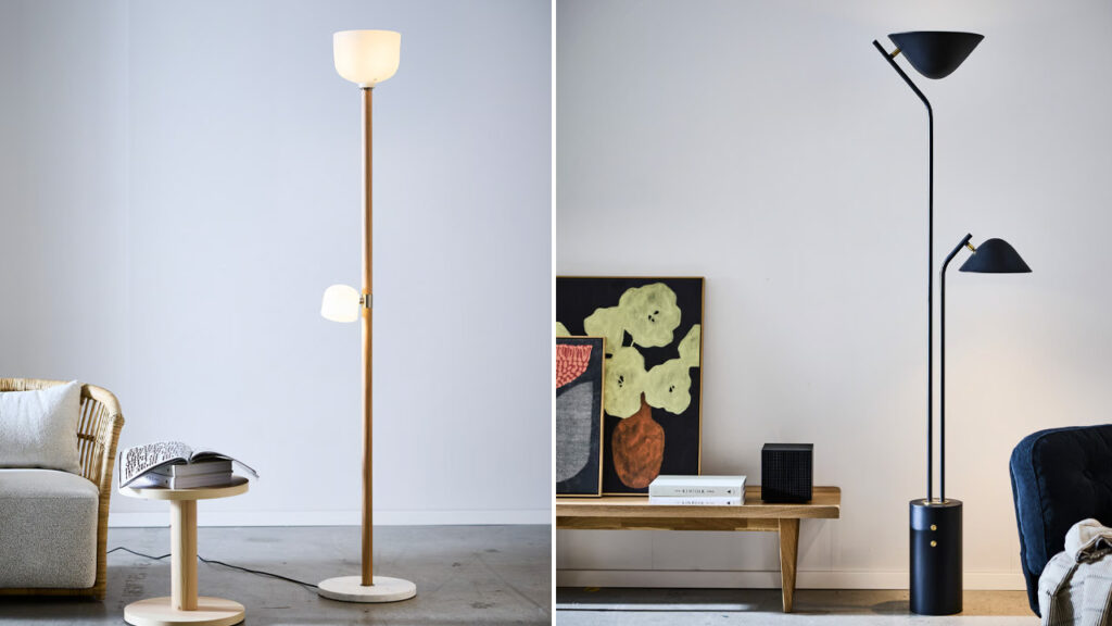 IKEA’s new Dual-Shaded Lamps Combine Italian Marble With Wood and Metal IKEA x Raffaella Mangiarotti Lamps