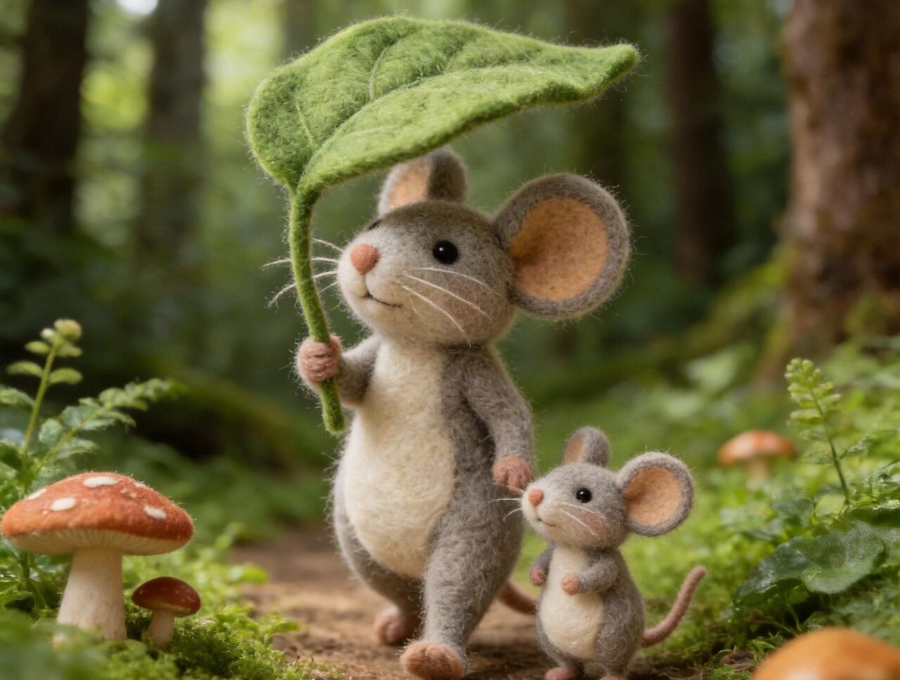 Needle Felt Mouse Figurine