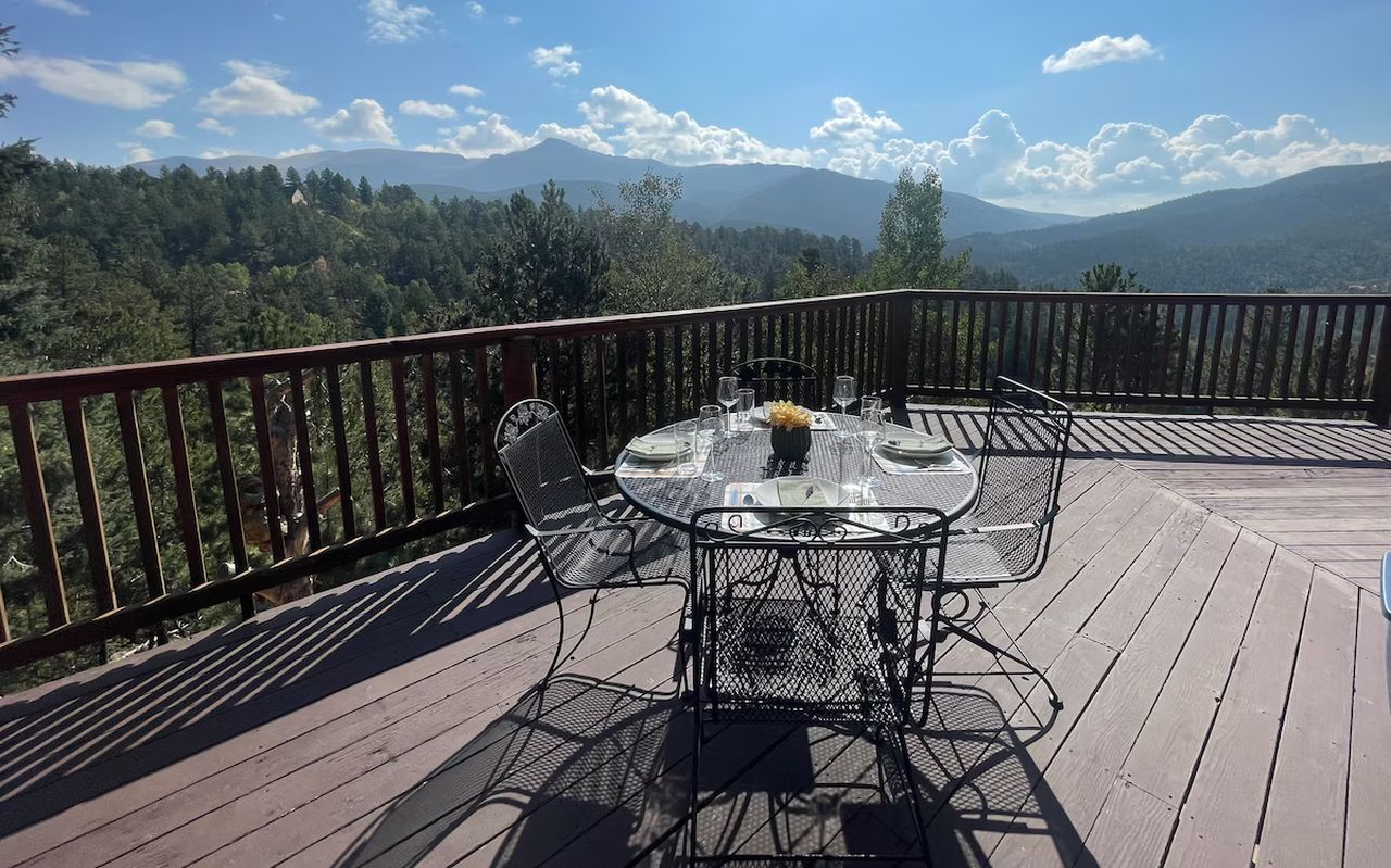 Outdoor Deck of Secluded Mountain Cabin