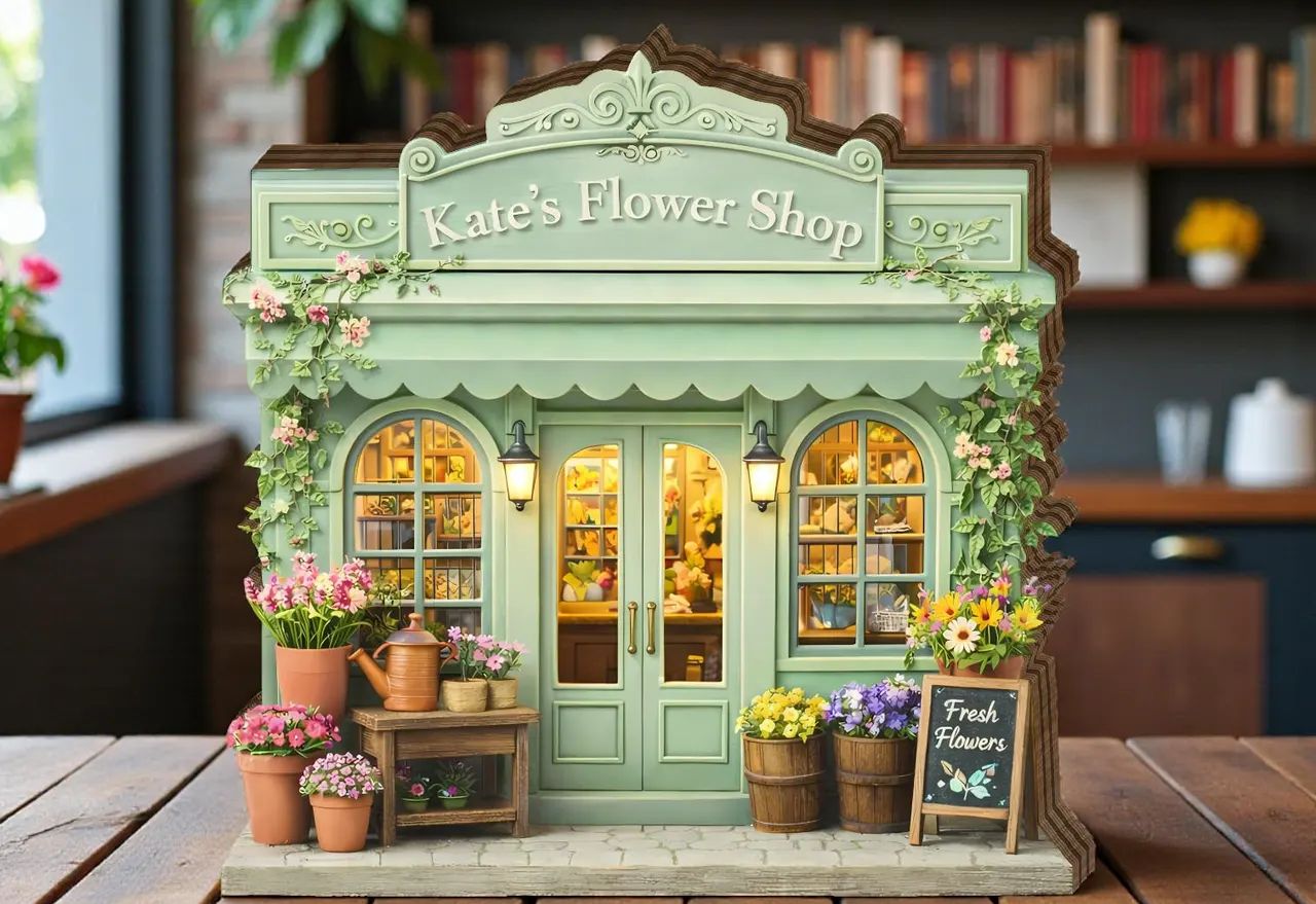 Personalized Wooden Flower Shop Block