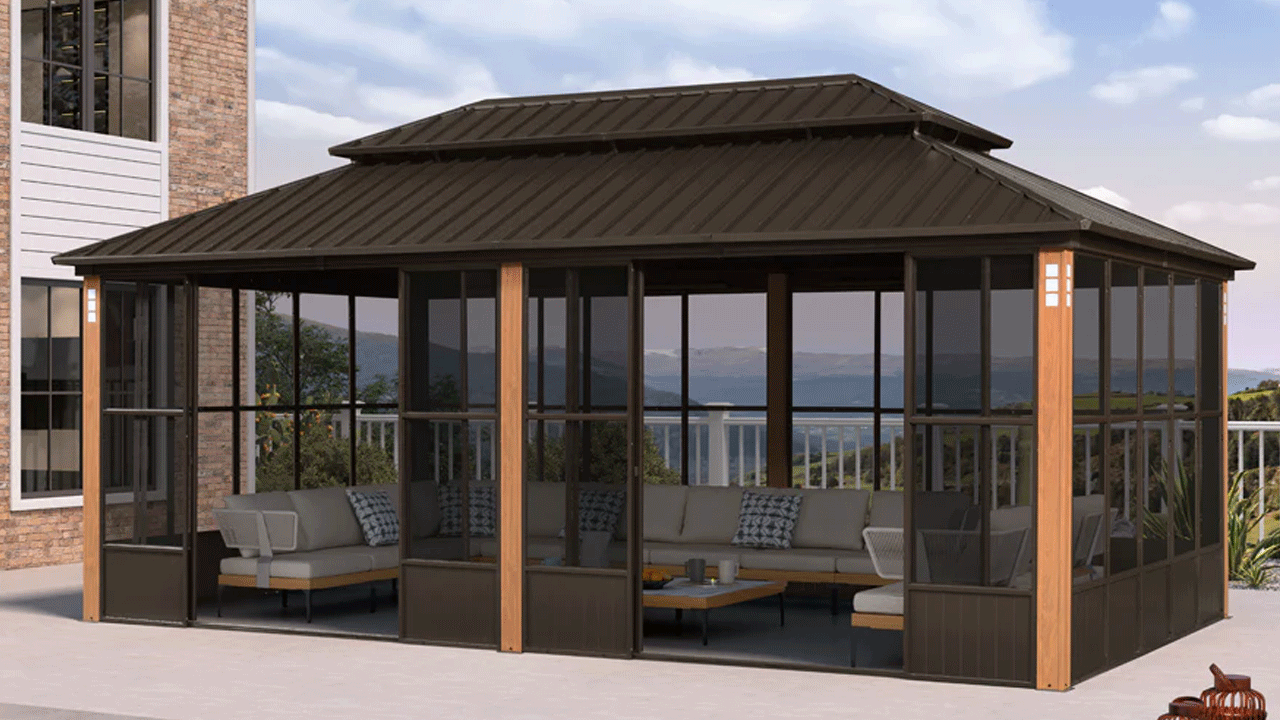 Purple Leaf Sunroom with Sliding Doors - 1