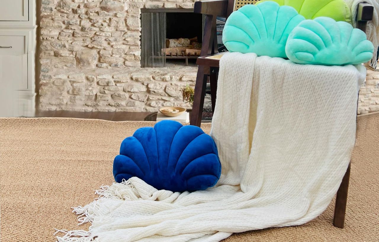 Royal Blue Shell Shaped Pillow