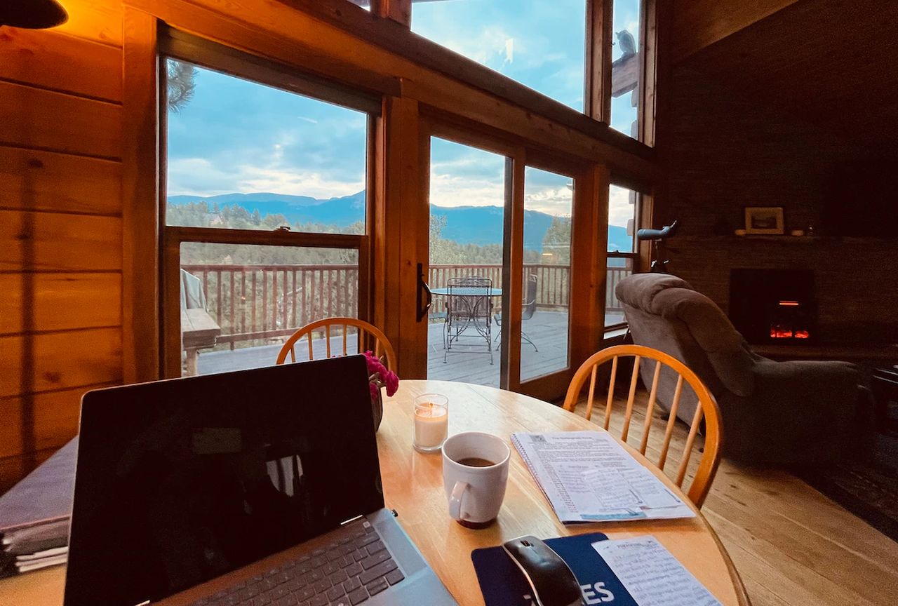 Secluded Mountain Cabin_Dining Table as Workspace